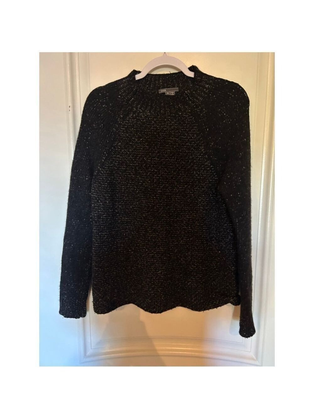 Women's Vince Black White Wool Blend Crew Neck Sweater M - Picture 2 of 6